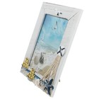 1pc Desktop Dekoration vertikales Segelboot Holz Fotorahmen (weiß)