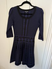 NINA LEONARD BLACK AND NAVY CHECKERED DRESS KNIT SOFT MEDIUM Stretchy ￼