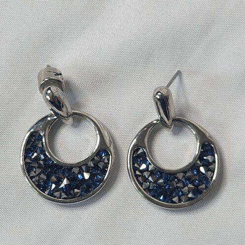 Kenneth Cole Blue Druzy Silvertoned Circle Earrings