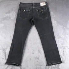 True Religion Ricky Relaxed Straight Leg Jeans Black Wash Mens Size 34