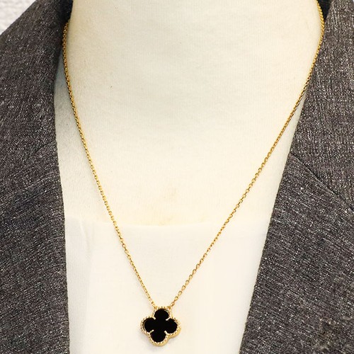 Van Cleef & Arpels K18YG Collar Colgante Ónix Alhambra De Colección Antiguo - Auténtico Gratis - Imagen 6 de 6