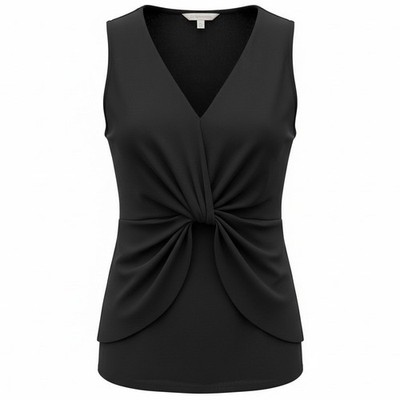 Soft Surroundings Enka Tank Womens Small Black Twist Front V-Neck Sleeveless Top