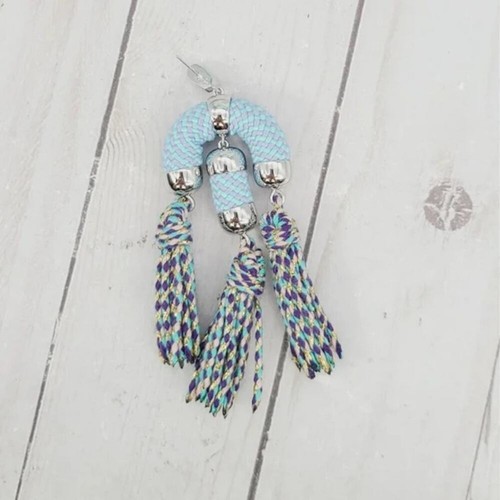 Kendra Scott Masie Statement Tassel Drop Earrings Rhodium Periwinkle mix New! - Picture 8 of 8