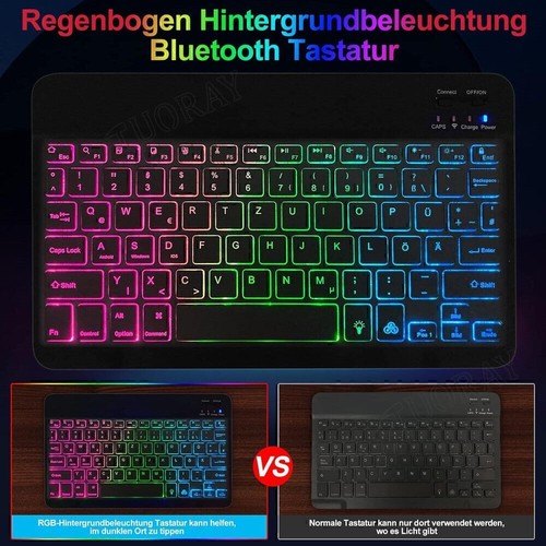 QWERTZ Beleuchtete Tastatur Hülle Für iPad 6/7/8/9/10th Gen Air 11" Pro 11" 2025 - Bild 56 von 72