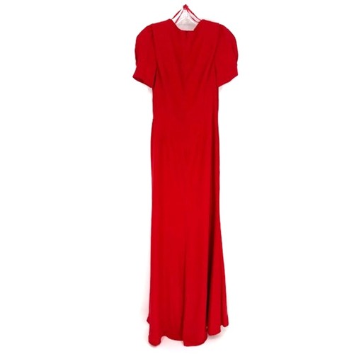 Maxi Vestido Mac Duggal Rojo Jersey Manga Corta con Recortes Frontales - Talla 2 ¡NUEVO CON ETIQUETAS! - Imagen 5 de 8