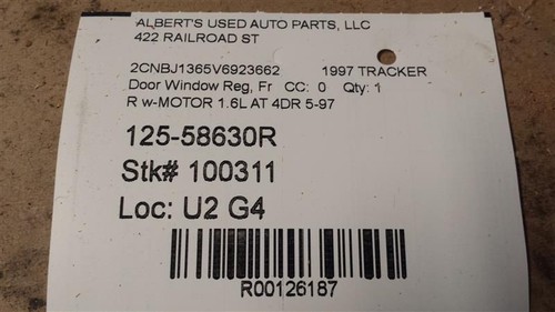 Regulador ventana delantera derecha pasajero con motor para Chevrolet Tracker 96-98 - Imagen 5 de 5