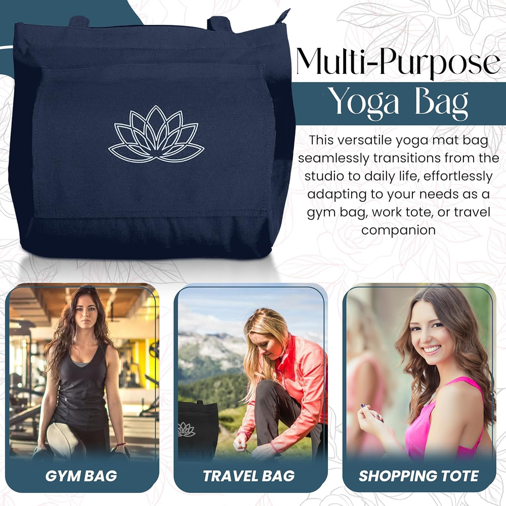 Yoga Mat Carrier Bag for Women - Gym Tote with Workout Essentials Storage