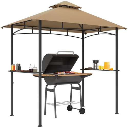 BBQ Grill Gazebo Shelter Double-Tier Canopy Barbecue Tent Shelves Steel Frame - Picture 12 of 12