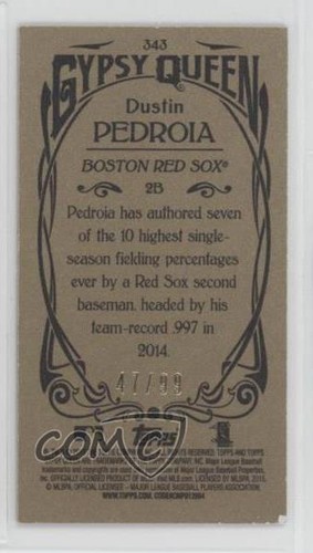 2015 Topps Gypsy Queen Minis Gold/99 Dustin Pedroia #343 - Imagen 2 de 3