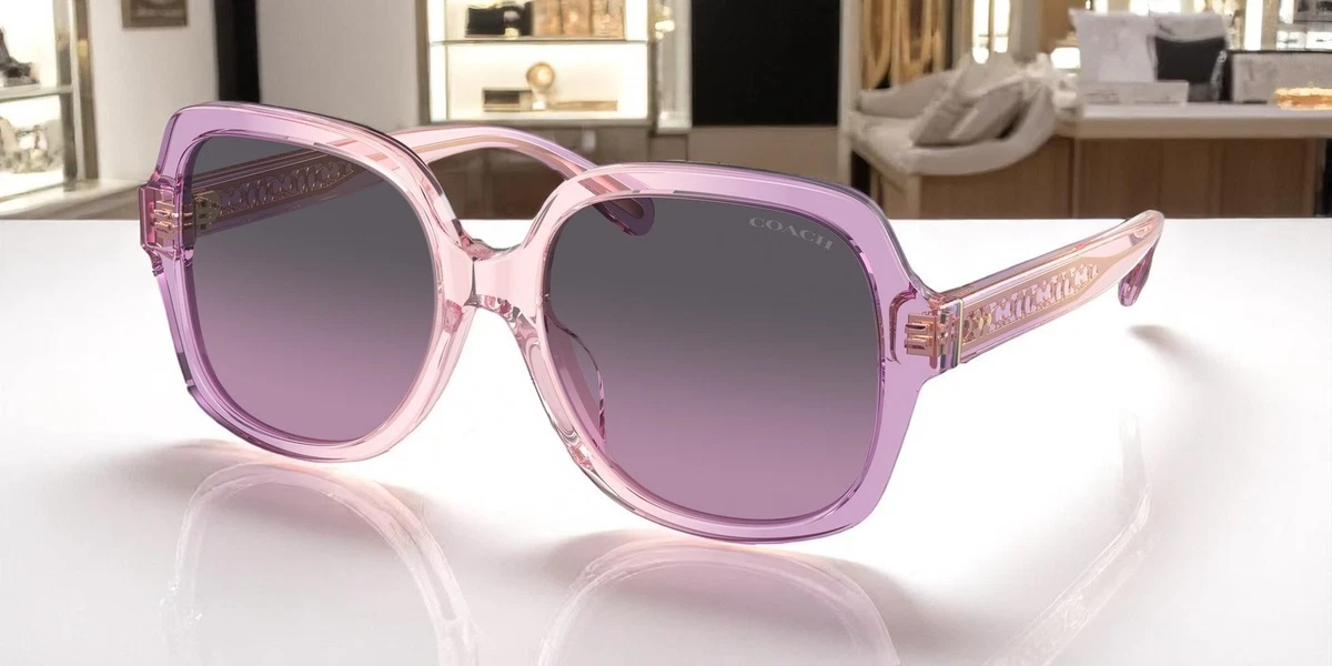 COACH LEGACY STRIPE SQUARE BURGUND/ PINK GLITTER SIGNATURE C  SUNGLASSES Coach Cad33 HC8422U 5870/8H Sunglasses - US main image 2