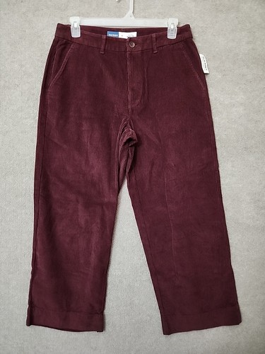 Old Navy High-Rise Corduroy Wide-Leg Pants Womens 12 Burgundy 100% Cotton NEW - Picture 3 of 11
