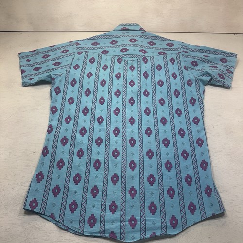 Vintage Azteken Western Hemd Pearl Snap Rock Creek Ranch Kurzarm Rockabilly M - Bild 13 von 19