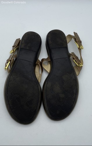 Ralph Lauren Womens Ella Gold Leather Adjustable Strap Slingback Sandal Size 9B - Picture 2 of 6