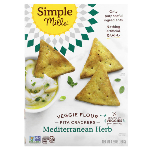 Galletas de pita de harina vegetal, hierba mediterránea, 4,25 oz (120 g) - Imagen 1 de 2