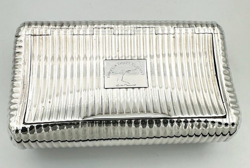 GEORGIAN CURVED SNUFF BOX RIBBED STERLING SILVER BIRMINGHAM 1810 JESSE PARKES - Picture 3 of 10