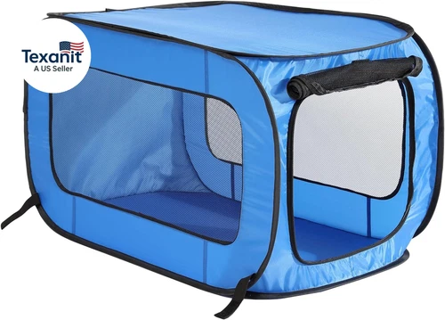 Portable, Collapsible, Pop up Kennel Travel Cat and Dog Crate, 32.5" L X 19.5" W