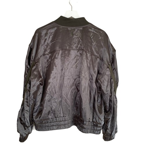 Free People NEU Movement Relay olivgrüne Satin-Bomberjacke mit Reißverschluss Größe Large - Bild 5 von 8