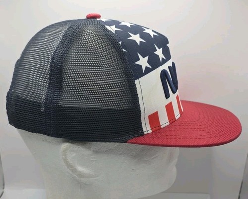 Nasa Hat Cap Snap Back Red White Blue Flag Full Mesh Trucker Patch Vintage - Picture 3 of 8