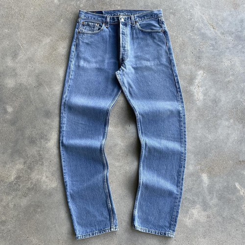 Vintage 1990s Made in USA Levi's 501xx Faded Blue Denim Jeans 34x34