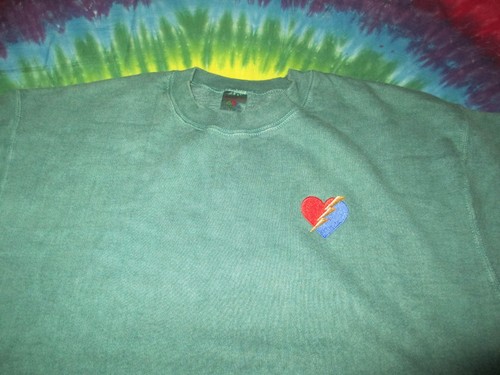 GRATEFUL DEAD HEART LIGHTNING BOLT EMBROIDERY SWEATSHIRT SAN FRANCISCO GREEN-NEW - Picture 3 of 4