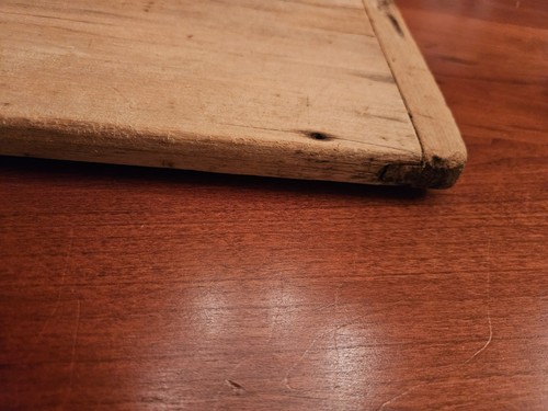Antico grande tagliere in legno primitivo per pane con estremità da panettiere 24" x 18" - Foto 5 di 5