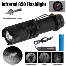 IR LED Flashlight 850nm Infrared Illuminator Night Vision Zoom Torch for Hunting