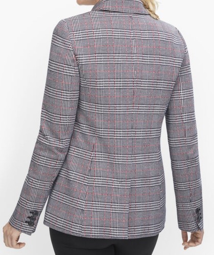 TALBOTS BLACK WHITE GLEN PLAID WOOL 2 BUTTON BLAZER SIZE 8 - Picture 2 of 5