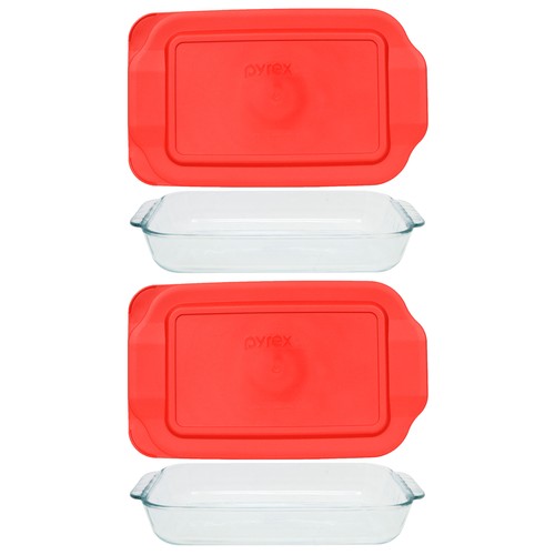Pyrex 232 2 Quart Glas Backform & 232 Stck. Roter Deckel (2er-Pack) - Bild 1 von 7
