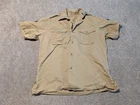 Vintage US Army Shirt Mens Medium Khaki Cotton Twill Uniform 50s Military Korean