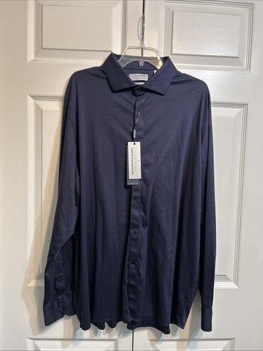 NWT Hart Schaffner Marx Shirt Size XXL Ultra Fine Cotton 2X Luxury Non-Iron Blue