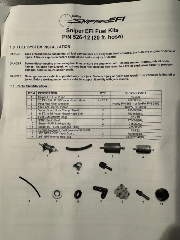 Kit de plomería sistema de combustible Holley 526-12 EFI, bomba de combustible, regulador de presión, etc. Foto 2 de 4