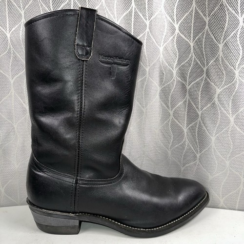 Mason Western Mens’s Size 13 3E Black Leather Cowboy Biker Motorcycle Boots - Picture 10 of 21