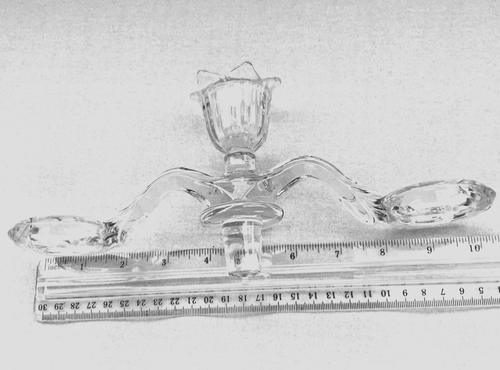 VINTAGE CAMBRIDGE CLEAR GLASS ESPERNE FLOWER TAPER CANDLESTICK CANDLEHOLDER ARM - Picture 5 of 6