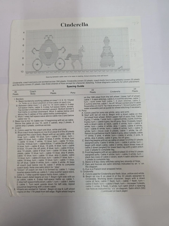 Vintage Gwen Milner Smocking Designs Cinderella #105 1985 Embroidery Pattern - Image 3 of 4