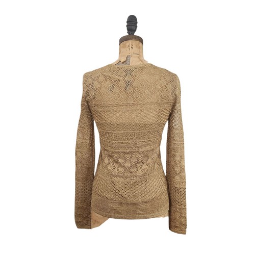 Lauren Ralph Lauren Häkelpullover Gold Metallic Pointelle S Petite JO - Bild 3 von 5