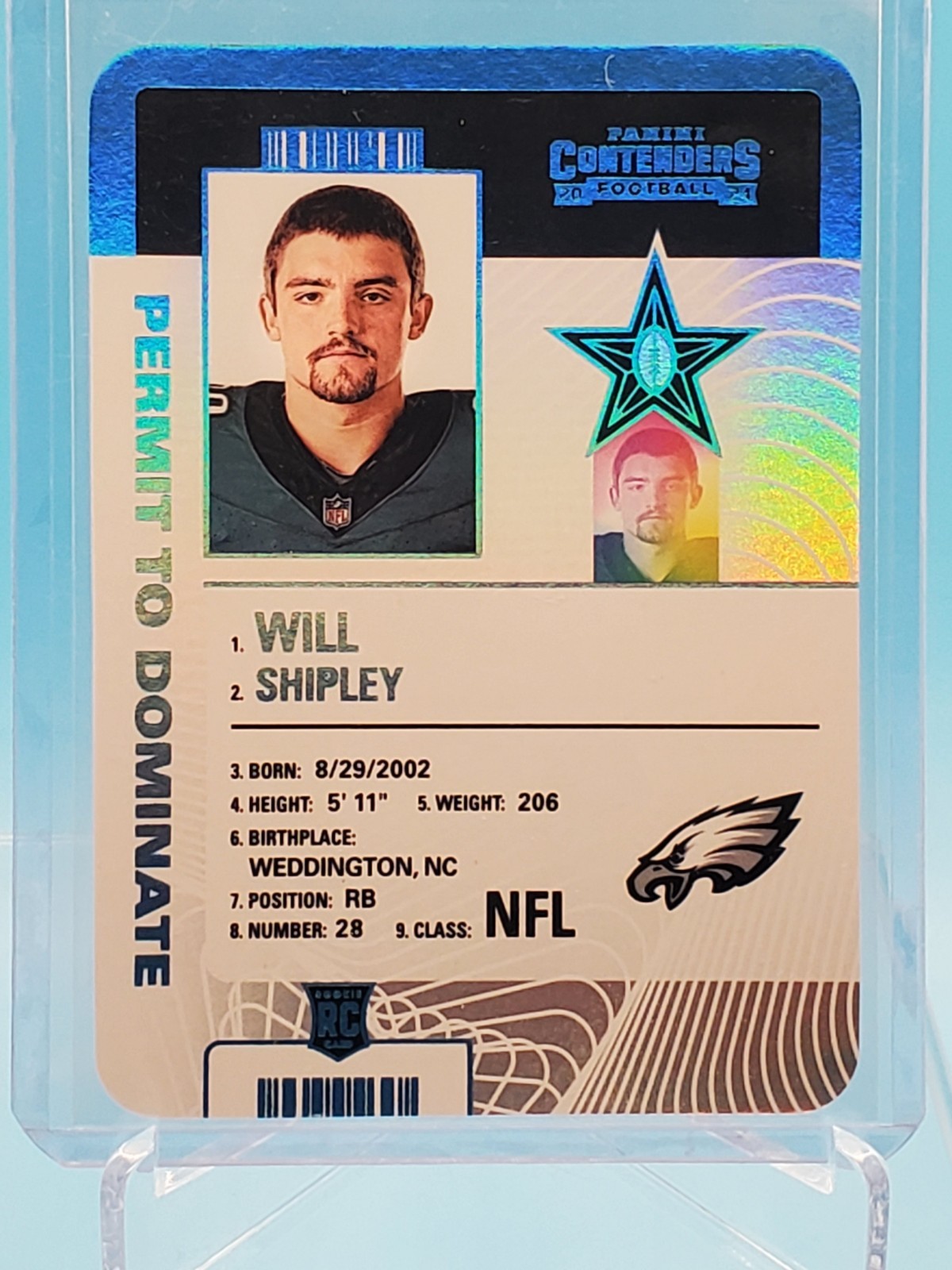 2024 Panini Contenders - Will Shipley - #34 Permit to Dominate SSP - Case Hit