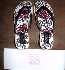 COACH Flip Flop SANDALS Size: 7 M NEW IN BOX Strap Black MARGO Authentic NIB