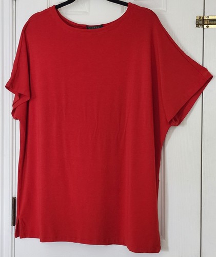 Top tunica donna Lauren Ralph Lauren rosso manica corta collo barca taglia 2X - Foto 2 di 4