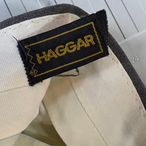 Vintage Haggar Dress Pants Mens 32 Gray Belted 70s Formal Straight - Picture 6 of 8