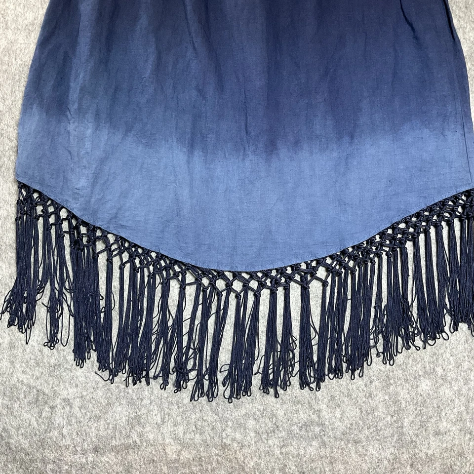 Soft Surroundings Skirt Womens PXL Blue Ombre Fringe Pull On Midi Boho Petite XL - Image 4 of 4