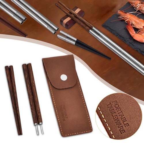 Travel Chopsticks Multiple Use Reusable Folding with Storage Pouch Outdoor - Picture 7 of 7