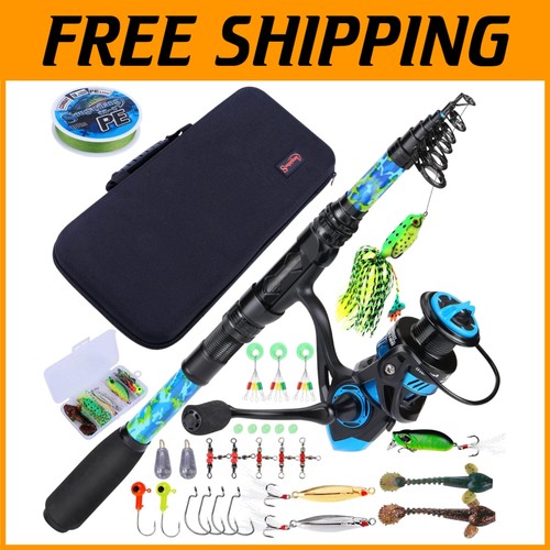 Complete 5.9ft Fishing Rod & Reel Combo with Carrier Bag - Ultimate Travel Gear - Picture 1 of 11