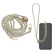 Phone Lanyard, 47" Adjustable Crossbody Phone Gold Chain with Tether Tab, Blue