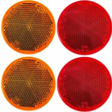 2" Inch Round Reflector Bike,Trailer, Truck, Boat, Mailbox Qty 4 (2 Red/2 Amber)