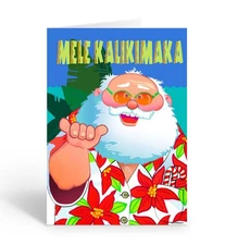Hawaiian Christmas Cards, Mele Kalikimaka - 12 Cards w/Envelopes - 6.25" x 4.5"