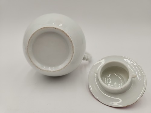 Antique Pink & White German Chocolate Pot Set Teacup Saucer Sugar & Creamer - Picture 9 of 24