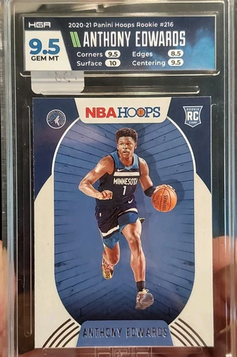 2020-21 NBA HOOPS ANTHONY EDWARDS ROOKIE CARD #238 TIMBERWOLVES HGA 9.5  🔥