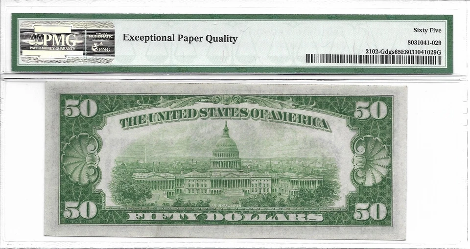 1934 $50 CHICAGO FRN. PMG GEM Uncirculated 65 EPQ Banknote. - Image 2 of 2