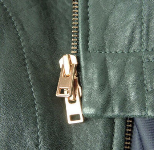 J.Crew Collection Dark Green Leather Jacket, Soft, No Collar, Size Adjustable - Bild 9 von 10
