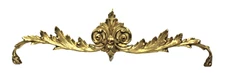 Vintage Solid Brass Pediment 16" Topper Fluer de Lis